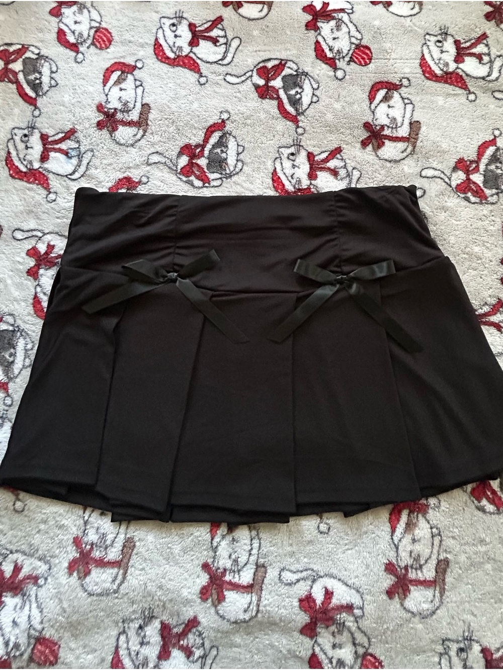BodyRage Black Pleated Mini Skirt with Decorative Bows